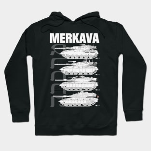 Merkava Mk1, Mk2, Mk3 and Mk4 on the same design Hoodie